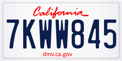 CA license plate 7KWW845