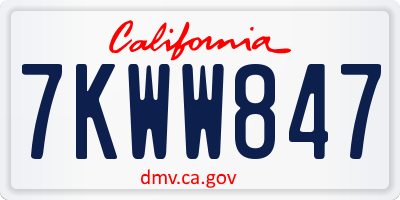 CA license plate 7KWW847