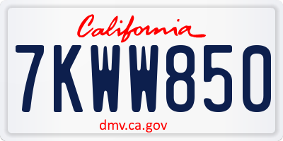CA license plate 7KWW850