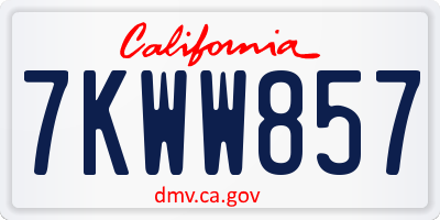 CA license plate 7KWW857