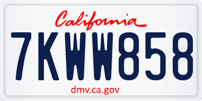CA license plate 7KWW858