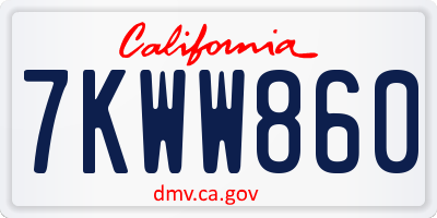 CA license plate 7KWW860