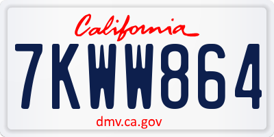 CA license plate 7KWW864