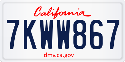 CA license plate 7KWW867