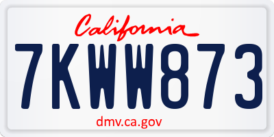 CA license plate 7KWW873