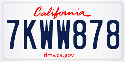 CA license plate 7KWW878