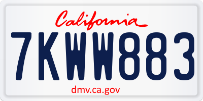 CA license plate 7KWW883