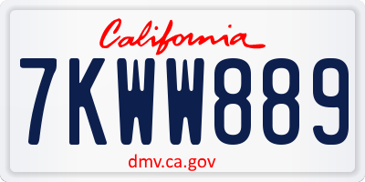 CA license plate 7KWW889