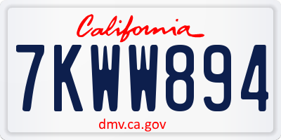 CA license plate 7KWW894