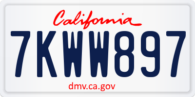 CA license plate 7KWW897