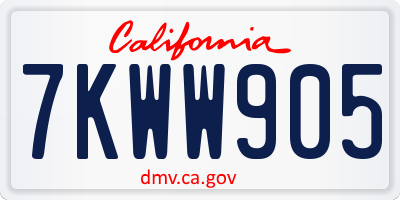 CA license plate 7KWW905