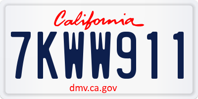 CA license plate 7KWW911