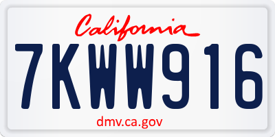 CA license plate 7KWW916