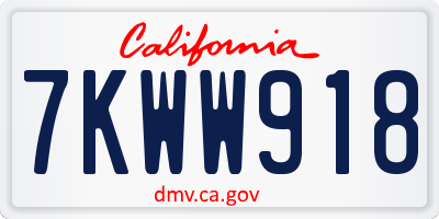 CA license plate 7KWW918