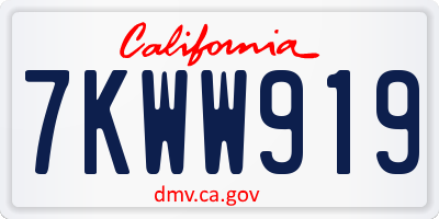 CA license plate 7KWW919