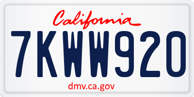 CA license plate 7KWW920