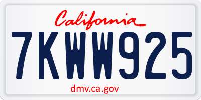 CA license plate 7KWW925