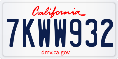 CA license plate 7KWW932