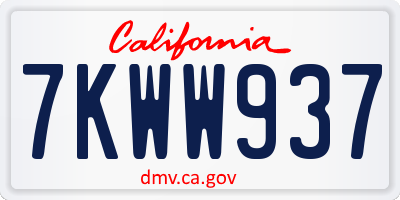 CA license plate 7KWW937