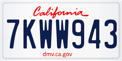 CA license plate 7KWW943