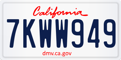 CA license plate 7KWW949
