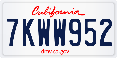 CA license plate 7KWW952
