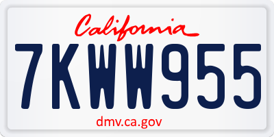 CA license plate 7KWW955