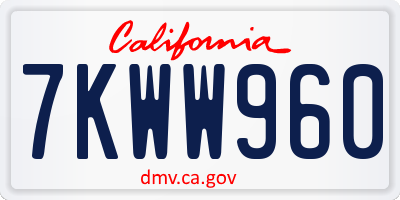 CA license plate 7KWW960