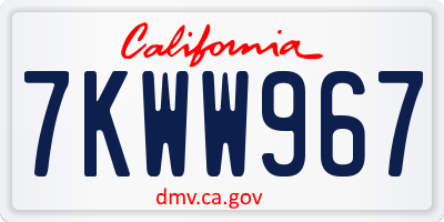 CA license plate 7KWW967