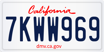 CA license plate 7KWW969