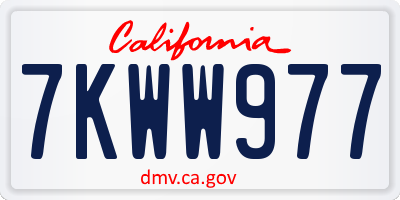 CA license plate 7KWW977