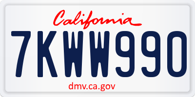 CA license plate 7KWW990