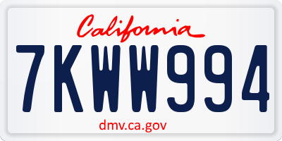 CA license plate 7KWW994
