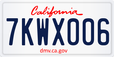 CA license plate 7KWX006