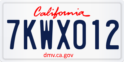CA license plate 7KWX012
