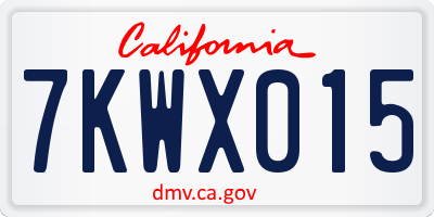 CA license plate 7KWX015