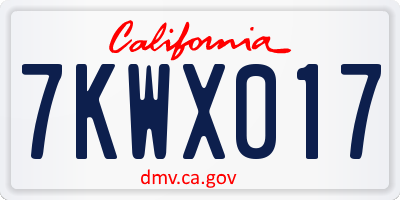 CA license plate 7KWX017