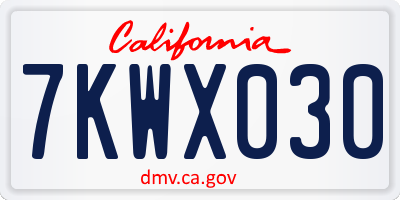 CA license plate 7KWX030