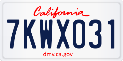 CA license plate 7KWX031
