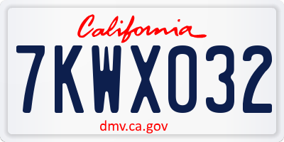 CA license plate 7KWX032
