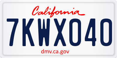 CA license plate 7KWX040