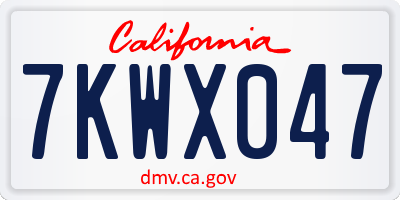 CA license plate 7KWX047