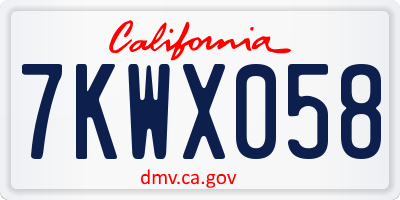 CA license plate 7KWX058