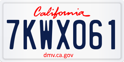 CA license plate 7KWX061