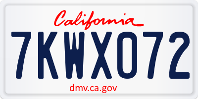 CA license plate 7KWX072