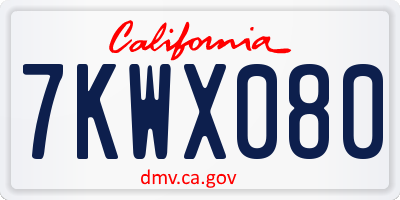 CA license plate 7KWX080