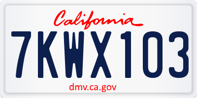 CA license plate 7KWX103