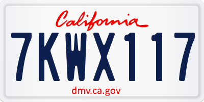 CA license plate 7KWX117