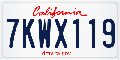 CA license plate 7KWX119