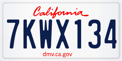 CA license plate 7KWX134